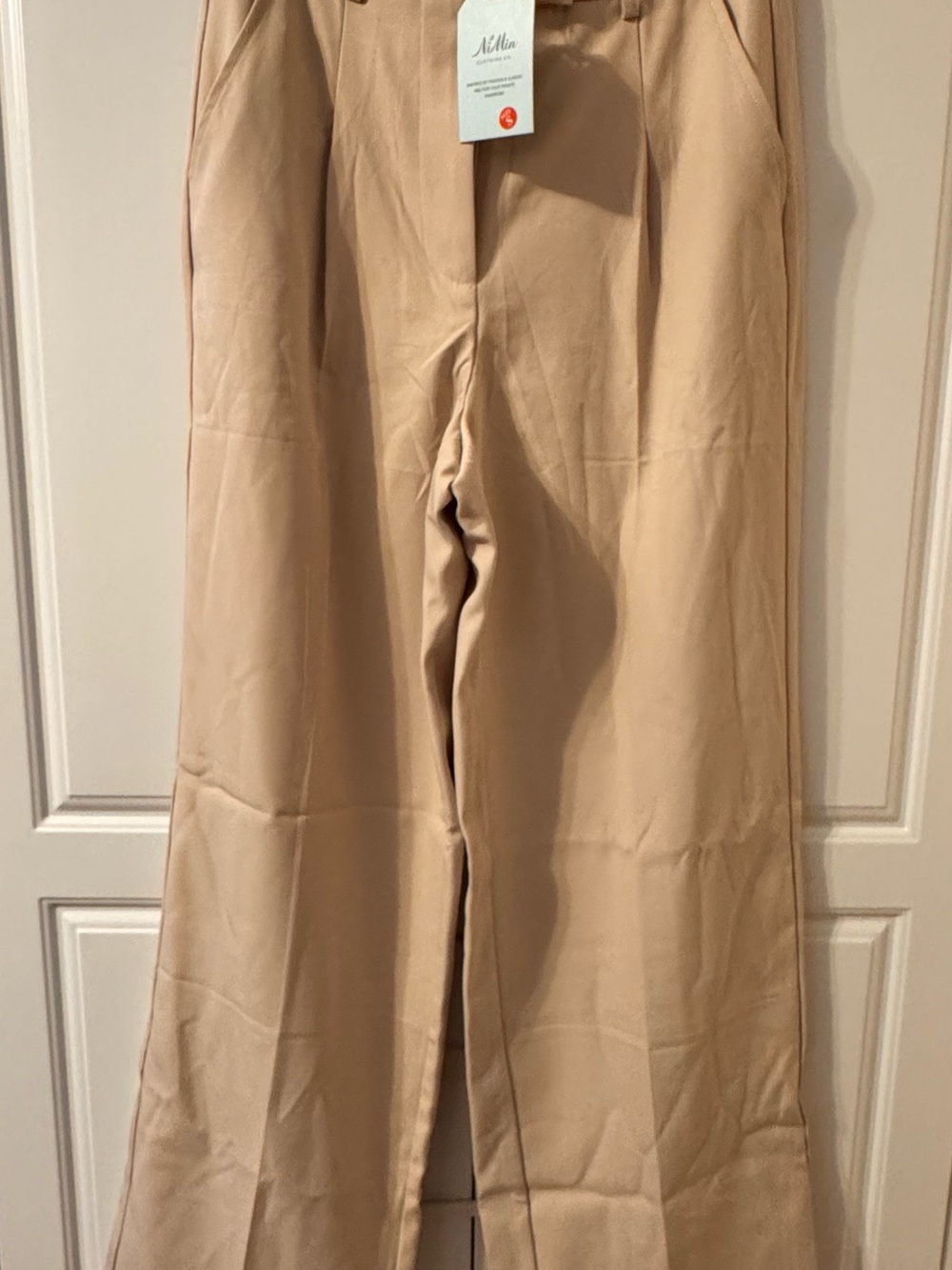 NWT Beige Wide-Leg Trousers Size S